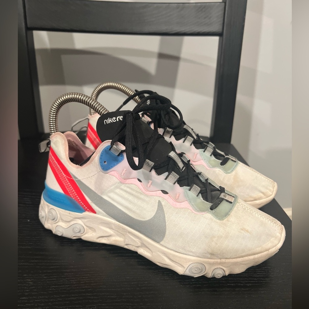 Nike element pink White and Red Sneakers with Blue Accents